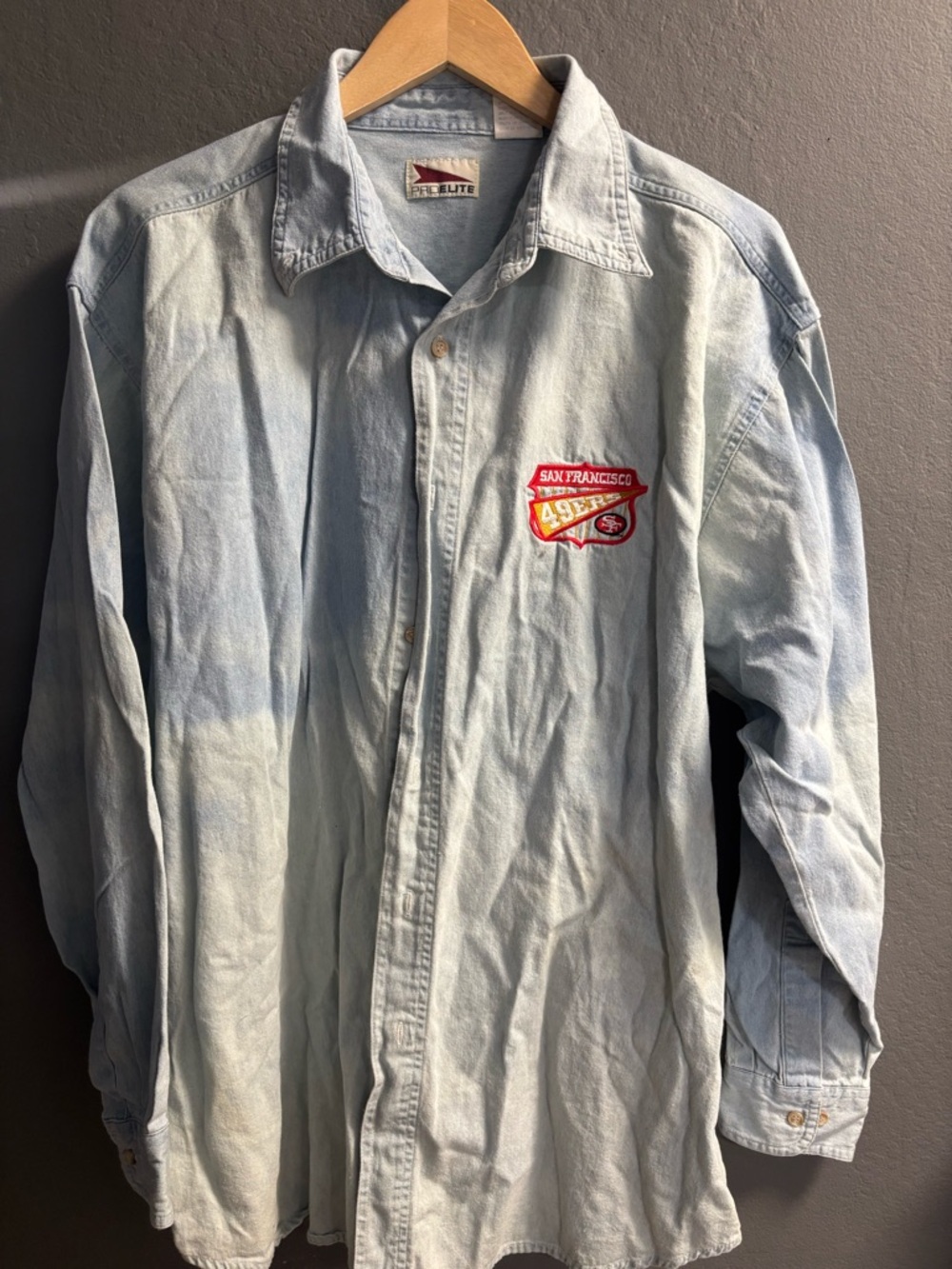 Vintage 90s San Francisco 49ers Denim Jean Button Shirt by proelite nfl xl